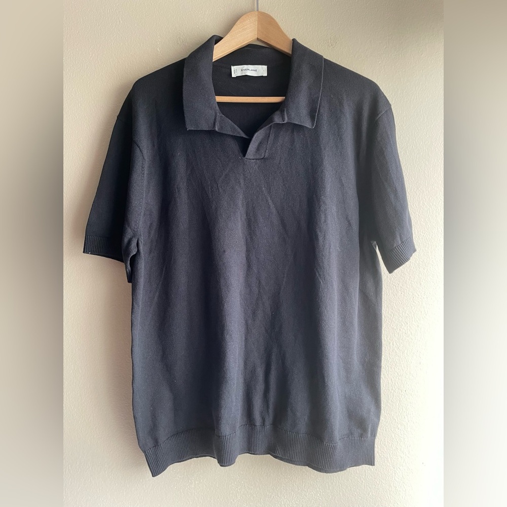 New Everlane Men Polo Black Shirt Size Large